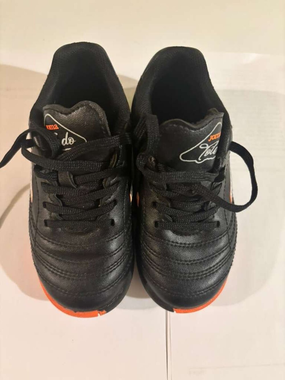 Joma Toledo Kids Soccer Shoes Black/Orange Synthetic Leather Turf Boots Size 9C